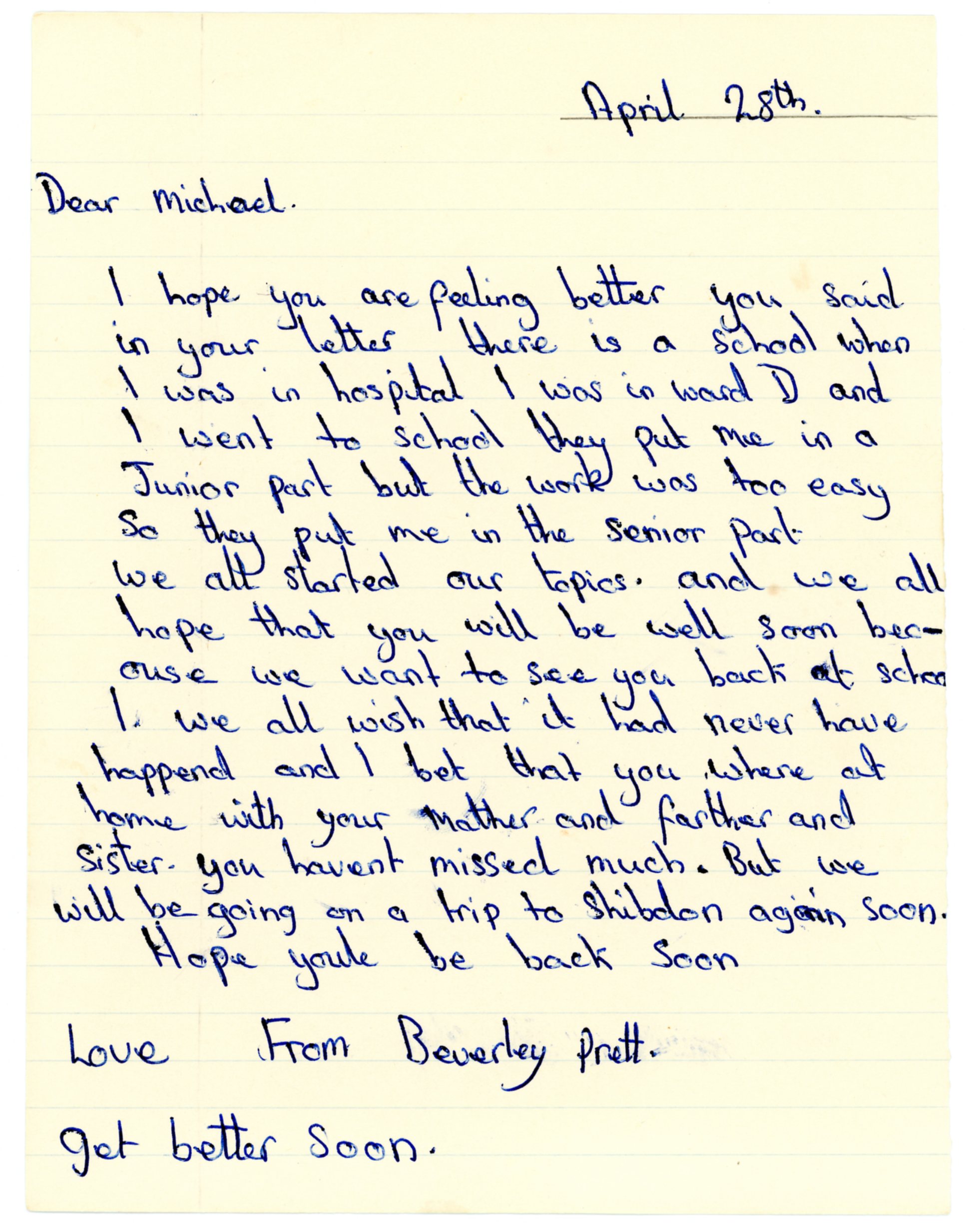 Beverley Prett's original letter