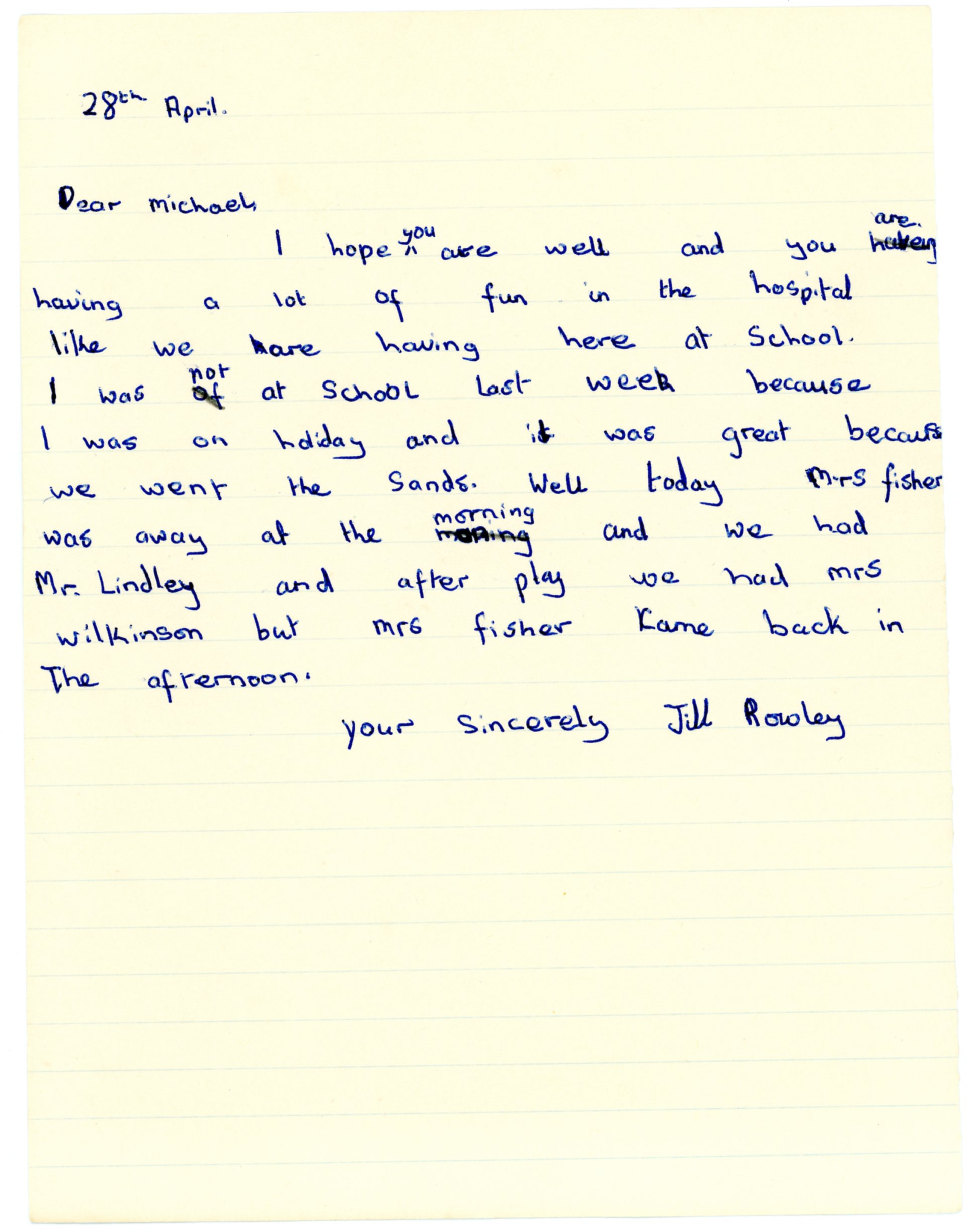 Jill Rowley's original letter