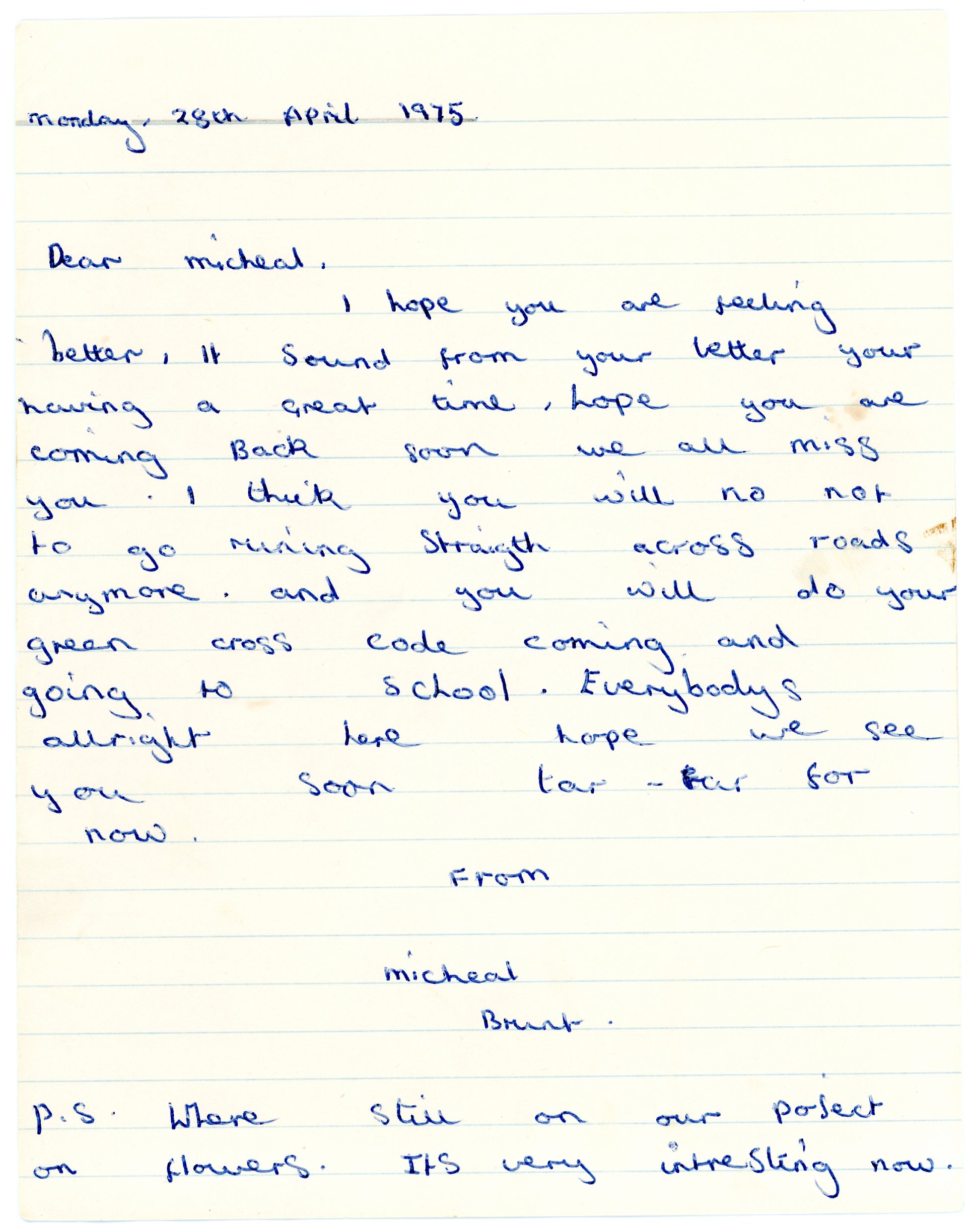 Michael Brunt's original letter