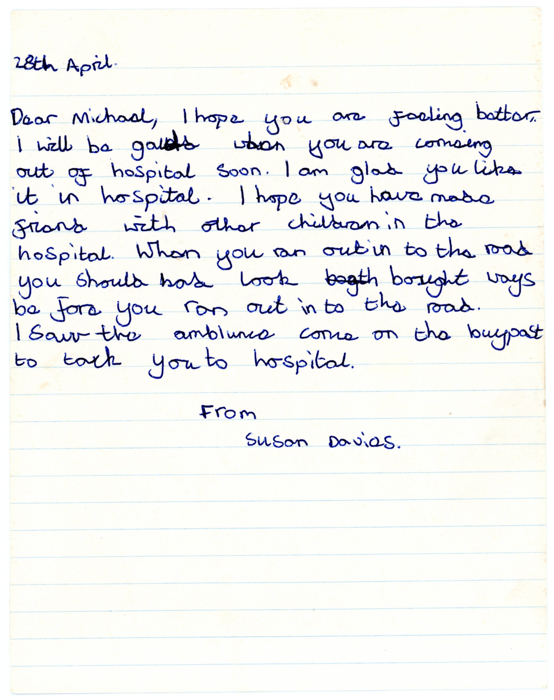 Susan Davies's original letter